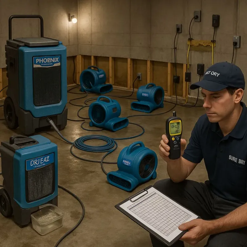Structural Drying and Dehumidification process in Bella Vista, AR